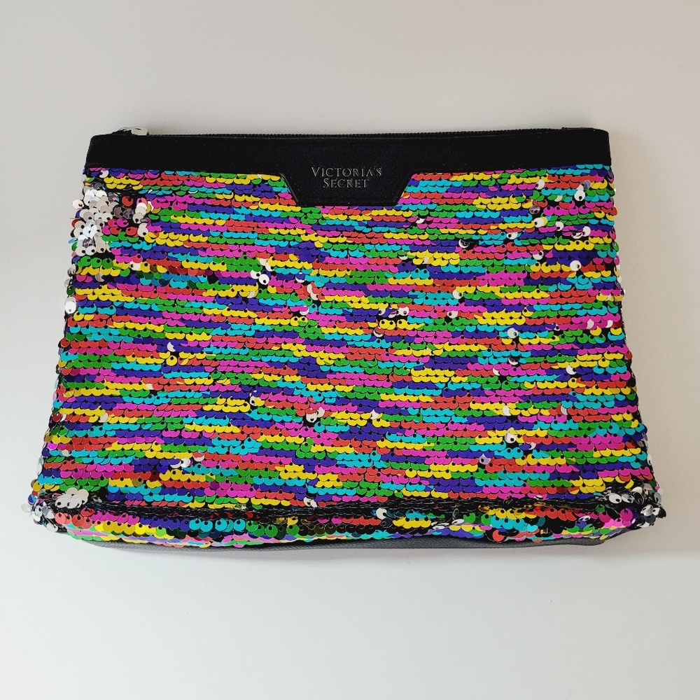 Victoria Secret Rainbow Sequin Reversible Clutch